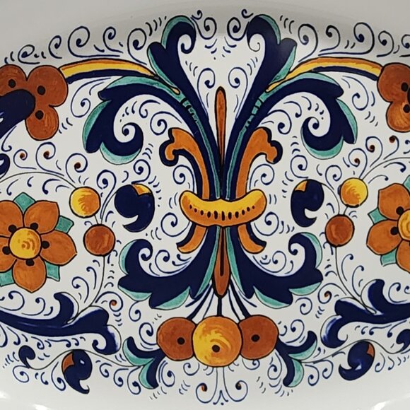 Decorative Nova Deruta Oval Platter Made In Italy Hand-Painted 10" - Picture 2 of 9